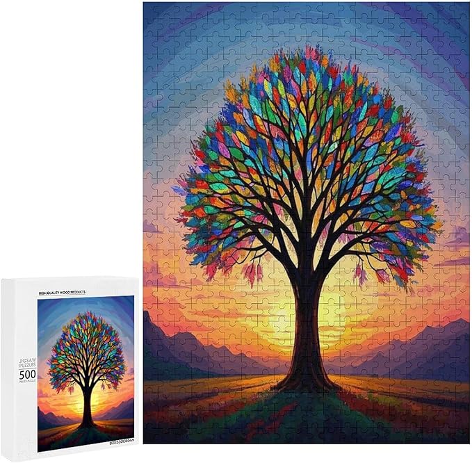 Jigsaw Puzzles for Adults 500 Piece - Colorful Tree Themed Wooden Puzzles，Unique Gifts for Wall Art ，Funny Puzzles，Stress Relief Games，Puzzle Games Challenge Puzzles