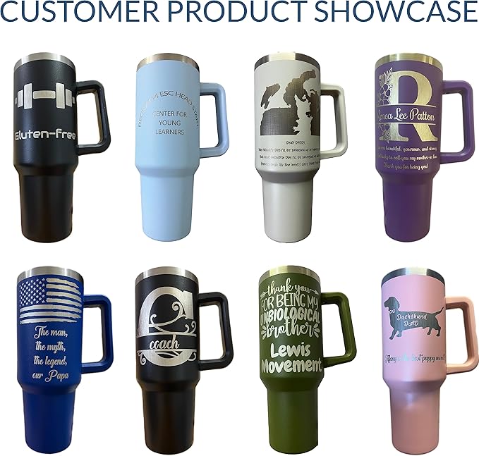 Personalized Tumbler With Handle-Custom 40oz Travel Cup With Lid And Straw-Laser Engraved With Name,Logo,Text,Image-Personalized Gifts For Mom,Dad,Birthday