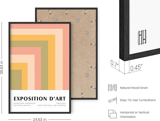 HAUS AND HUES Danish Pastel Posters – Trendy Wall Art, Aesthetic Decor, Abstract Art Exhibition Poster, Danish Pastel Wall Decor, Cute Poster (24" x 36" Black Framed)