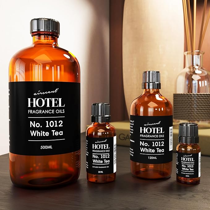 AirScent Hotel Diffuser Oil No. 1012 Inspired by The Renowned White Tea Hotel Scent - Premium Fragrance Oil for Ultrasonic and Waterless Diffusers and Crafting - 500 mL, 16.9 fl oz Bottle