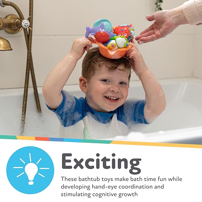 Nuby Pirate Pals Bath Toy Set - Interactive Bath Time Toys - 18+ Months