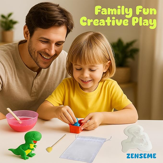 ZenseMe Soap Making Kit for Kids – DIY Soap Making Kit with Dinosaur Soap Moulds (3 Cute Dinosaurs) | Soap Making Supplies for Creative Play & Hygiene - DIY Kits for Kids with Mobile App