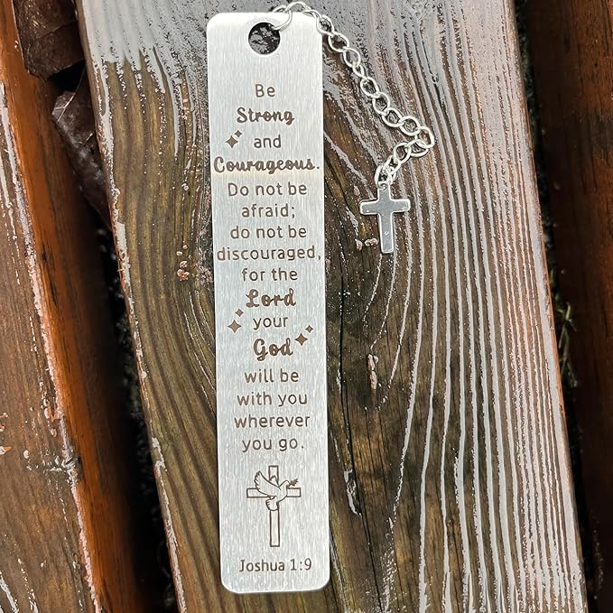 Christian Bookmark Gifts for Women Girls Boys, Inspirational Religious Book Mark Markers Faith (Be Strong and Courageous)