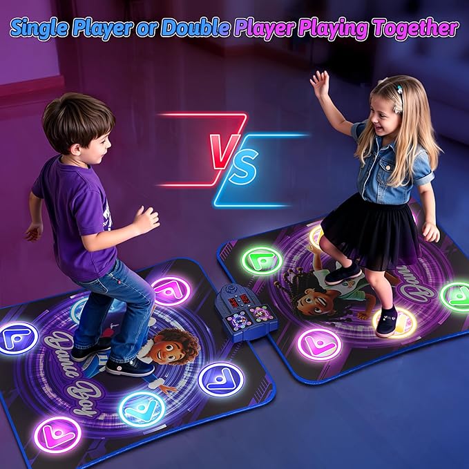 Dance Mat Toys for 3-12 Year Old Kids,Kids Dance Mat with Light Up 12-Buttons & 5 Game Modes,Double Player Dance Pad for Girls Boys, Birthday Xmas Gifts for 3 4 5 6 7 8 9 10+ Year Old Girls Boys