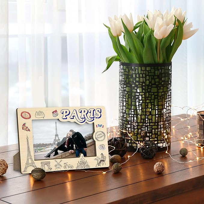 Paris Picture Frame, Engagement Wedding Picture Frames, Vacation Table Frame for Family, Paris Souvenir Birthday Gift for Friends Couples Honeymoon Gifts, Home Office Desktop Decoration -XK001