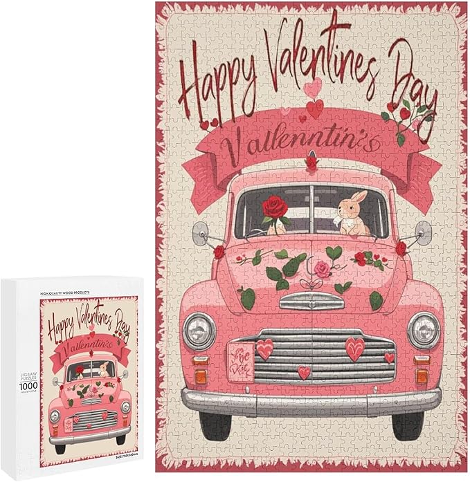 Jigsaw Puzzles for Adults 1000 Piece - Happy Valentine's Day Wooden Puzzle，Unique Gifts for Wall Art ，Family Puzzles，Educational Games，Challenge Puzzles Puzzle Games