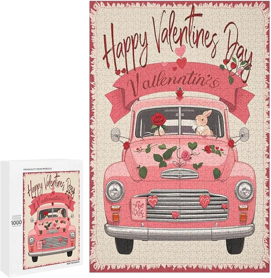 Jigsaw Puzzles for Adults 1000 Piece - Happy Valentine's Day Wooden Puzzle，Unique Gifts for Wall Art ，Family Puzzles，Educational Games，Challenge Puzzles Puzzle Games
