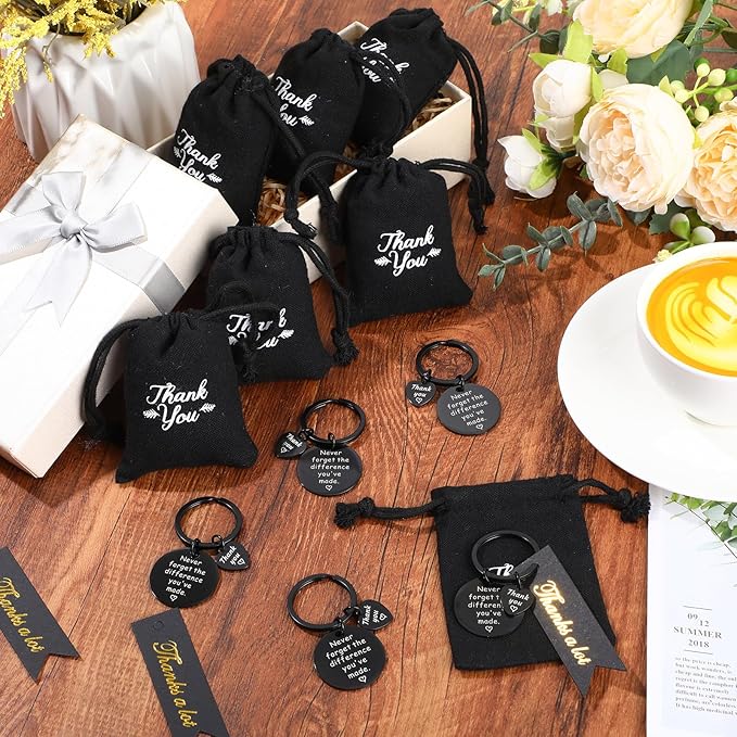 72 Pcs Employee Appreciation Gifts Bulk for Coworker 2025 Thank You Gifts Keychain with Drawstring Bag and Card