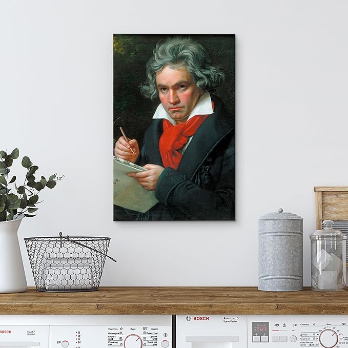 wall26 Canvas Print Wall Art Portrait of Beethoven People Pop Culture Historical Realism Famous Closeup Colorful Multicolor Classical for Living Room, Bedroom, Office - 16"x24"
