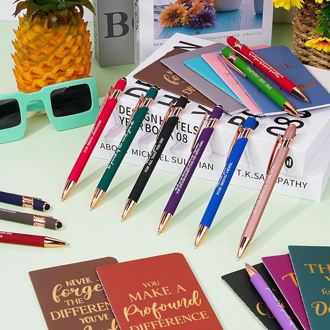Ragnhild 48 Pcs Thank You Gifts Bulk Motivational Pens Inspirational Notepads, Mini Motivational Notebooks Gifts for Employee Teacher Staff Volunteer Coworker
