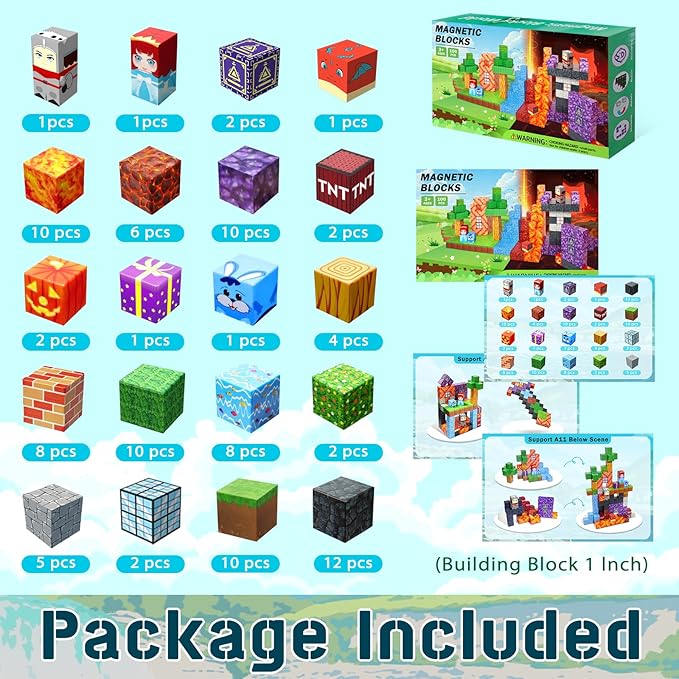 Magnetic Blocks - 100pcs Magnetic Building Blocks,1inch Magnetic Cubes Building Blocks Toys for Halloween Christmas Birthday Gift - STEM Sensory Toys for 3+ Years Old Girl Boys