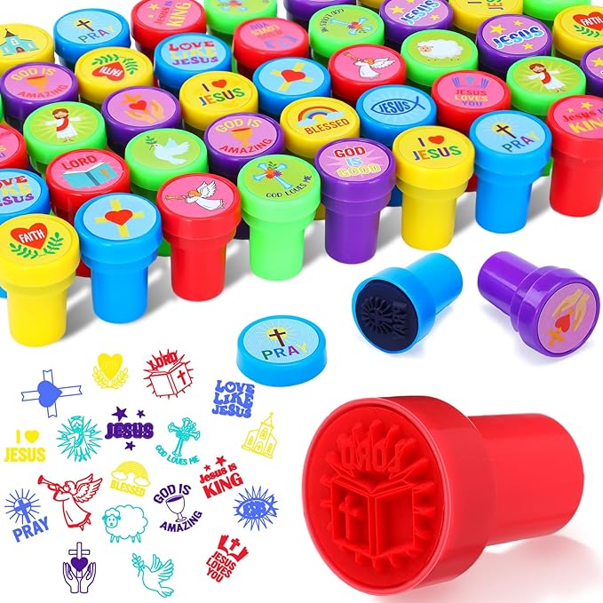 Yexiya 100 Pcs Christian Bible Stampers Mood Expressions and Comments Photosensitive Teacher Review Stamps Bulk Education Review School Prizes Supplies and Party Favors