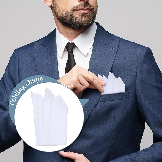 Men's Handkerchiefs 16 inches, 100% Cotton Handkerchiefs for Men, Soft White Hankies for Men