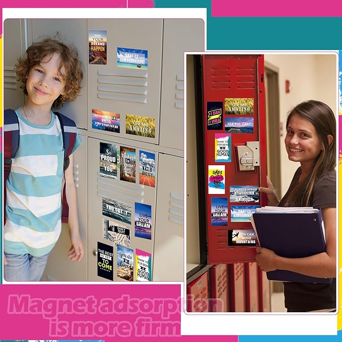 Xuhal 60 Pcs Inspirational Magnets Bulk Rectangle Positive Affirmation Magnets Decals Decorative Inspiring Quotes Fridge Magnetic Stickers for Adults Students Team Motivational Gifts (Natural)