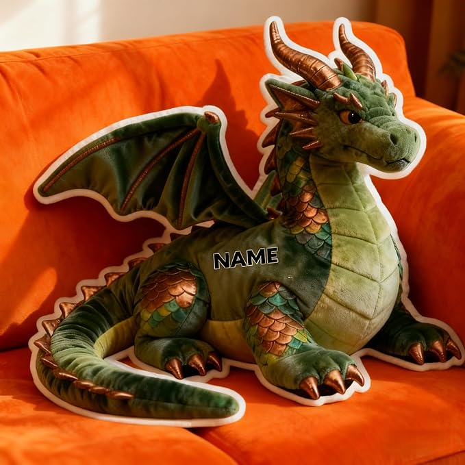Personalized Dragon Shaped Pillow, Custom Name Plush Stuffed Pillows, Suitable for Beds, Sofas, Bedrooms, Living Rooms Custom Decorative Cushion Gifts for Birthday and Anniversary