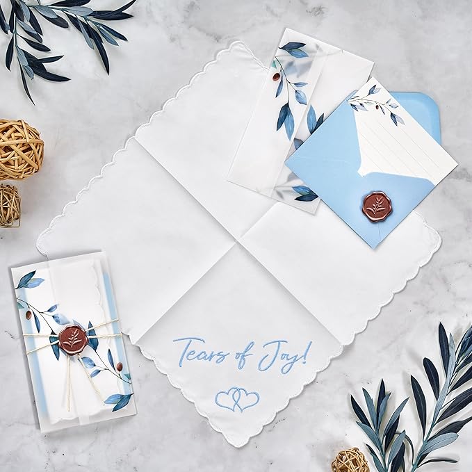 W&F GIFT Handkerchief - 12" x 12" - Something Blue for Bride on Wedding Day - Fun Gift