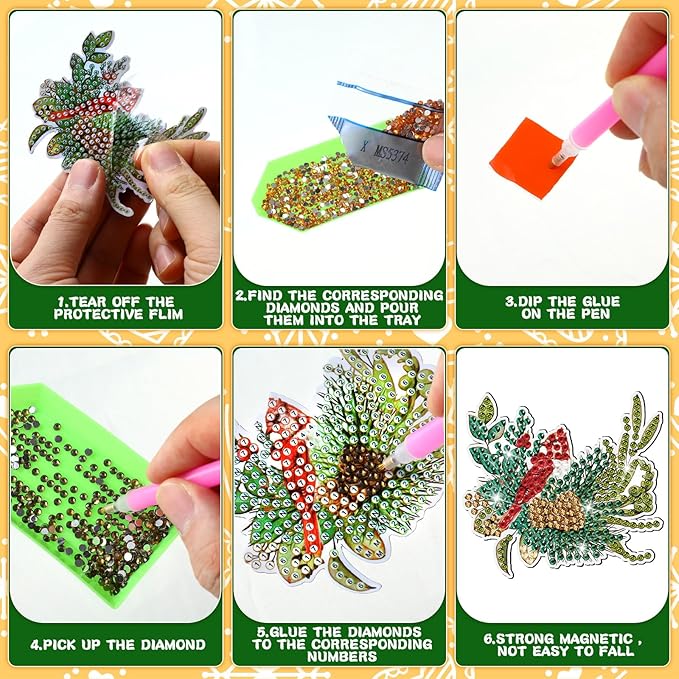 30 Pcs Refrigerator Diamond Art Magnets Easy Diamond Art Kits Fridge Stickers for Adults Kids DIY Home Decors(Winter)