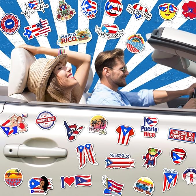 Konohan 30 Pcs Puerto Rico Souvenirs Gifts Puerto Rico Magnet for Refrigerator City Magnetic Refrigerator Stickers for Home Decoration