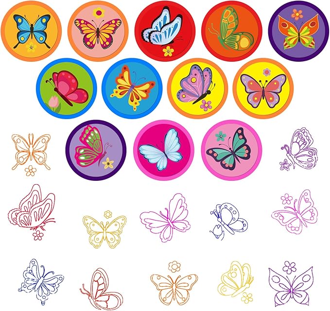 Cinrobiye 24 PCS Butterfly Party Stampers – Spring Birthday Favors for Girls Boys, Classroom Rewards, Carnival Prizes, Goodie Bag & Pinata Fillers, Butterfly Theme Party Supplies