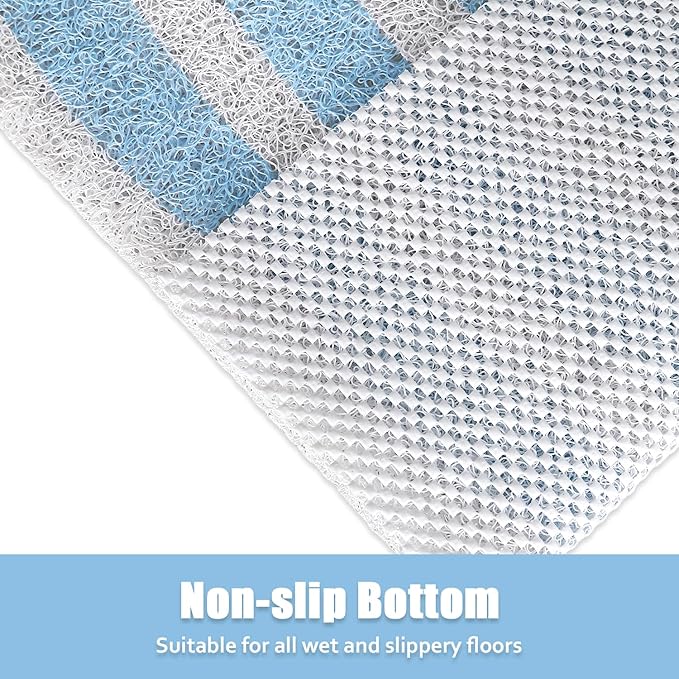 Non Slip Shower Mat, 24x24 Inch, Soft Comfortable Shower Floor Mat with Drain, PVC Loofah Bath Mat for Shower, Bathroom and Wet Areas, Quick Drying Easy Cleaning