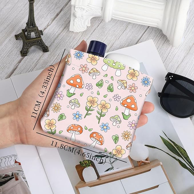 2Pcs PU Leather Small Squeeze Coin Purse Pouch Mini coin Bag Unique And Cute Wallet Cosmetic Bags Change Bag For Women Girls Men （Black and Pink Mushrooms