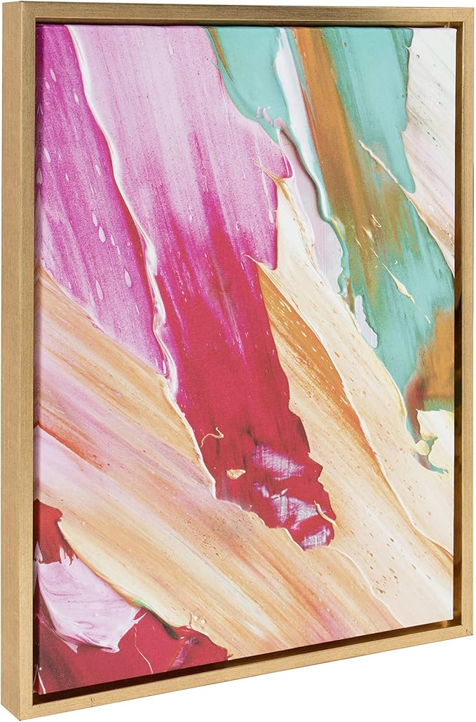 Kate and Laurel Sylvie Lush Color Acrylic Print Portrait Framed Canvas Wall Art, 18x24 Gold