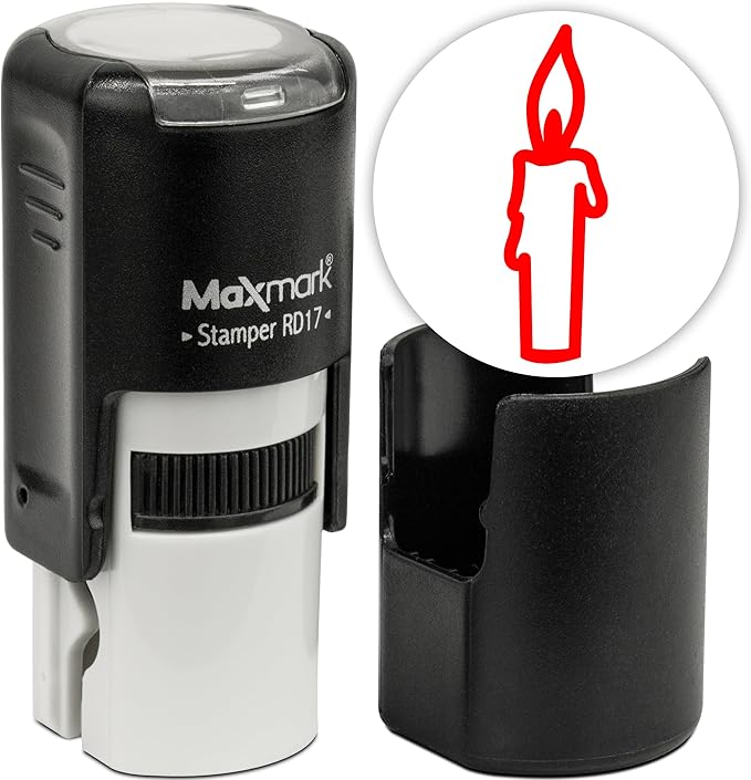 MaxMark Round Self Inking Halloween Stamp - Red Ink