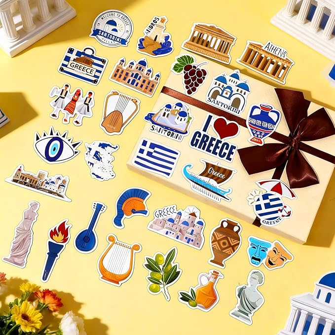 Konohan 30 Pcs Greece Souvenirs Gifts Greece Magnet for Refrigerator City Magnetic Refrigerator Stickers for Home Decoration