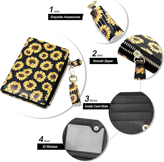 GEEAD Small Wallets for Women Bifold Slim Coin Purse Zipper ID Card Holder