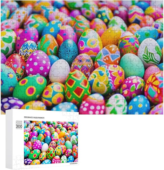 Wooden Puzzle - Easter Eggs Jigsaw Puzzles，Wooden Puzzles for Adults 300 Pieces Challenge Puzzles，Educational Games，Family Puzzles，Unique Gifts for Wall Art,Funnny Puzzles