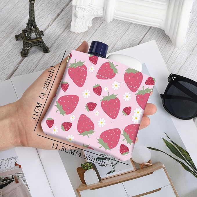 2Pcs PU Leather Small Squeeze Coin Purse Pouch Mini coin Bag Unique And Cute Wallet Cosmetic Bags Change Bag For Women Girls Men （Pink Strawberry