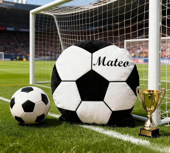 Personalized Name Soccer Pillow Custom Name Soccer Pillow for Boys Girls Customized for Soccer Fans Kids Birthday Sports Room Decore Game Day Sofa Cushion