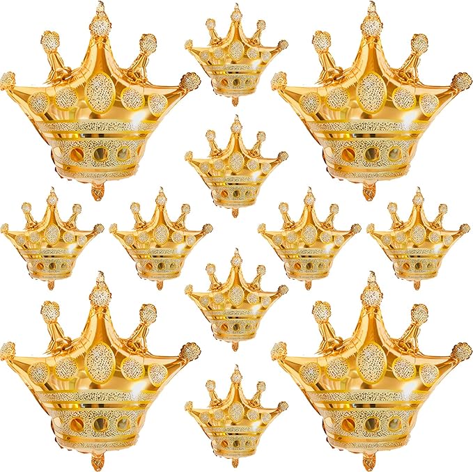 Crown Balloons, Large Gold Foil Crown Balloons Gold Crowns Decoration for King and Queen Party Royalty Birthday Wedding Party Baby Shower Decorations Supplies