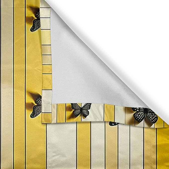 Ambesonne Butterfly Window Valance Pack of 2, Summer Tone Lines Wingy Animals with Faded Effect Print Country Vibe, Rod Pocket Curtain Valances Kitchen Bedroom, 42" X 18",Yellow Reseda Green Beige