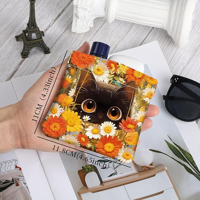 2Pcs PU Leather Small Squeeze Coin Purse Pouch Mini coin Bag Unique And Cute Wallet Cosmetic Bags Change Bag For Women Girls Men （Flowers and Cats 3