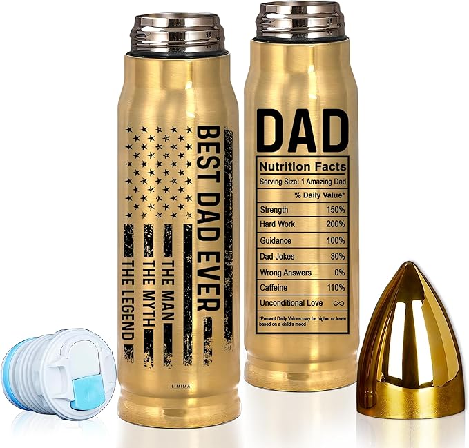 Gifts for Dad – Christmas, Xmas, Birthday Gift, Best Dad Ever Gift for Fathers Day, 17oz American Flag Tumbler, Thoughtful Present from Daughter, Son, for Husband from Wife