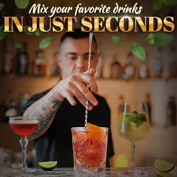4 Pcs Bar Spoon Cocktail Mixing – 12'' Long Stainless Steel Cocktail Stirrers with Polished Surface, Great for Professional and Home Use, Practical Gift for Drink Mixing Lovers | Sugar Spoon