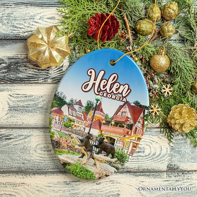 Beautiful Helen Town Georgia Ornament, German-Inspired Alpine Village