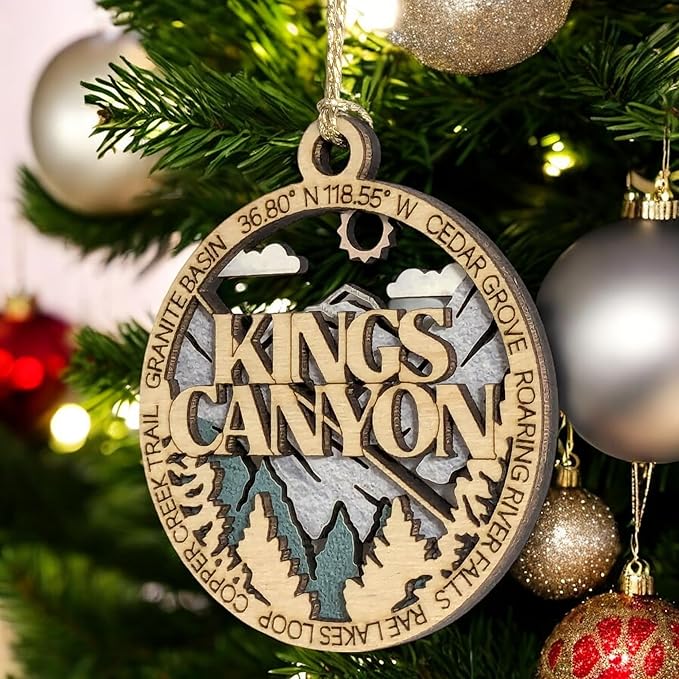 Kings Canyon National Park 3" Wood Ornament - Handmade USA Mountain Scene Christmas Decoration