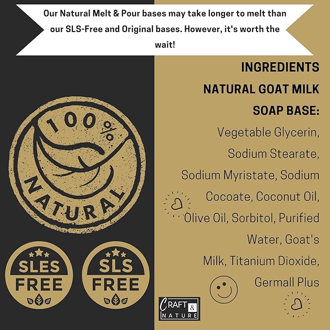 Craft & Nature 4 LB All Natural Unscented Goat Milk Moisturizing Glycerin Melt And Pour Soap Base for Soap Making