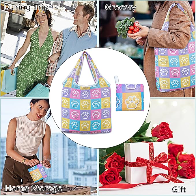 LOLOMLO 6 Pack Eco-Friendly Reusable Grocery Bags Lightweight Durable Washable Shopping Tote Foldable Outings Storage Pouch