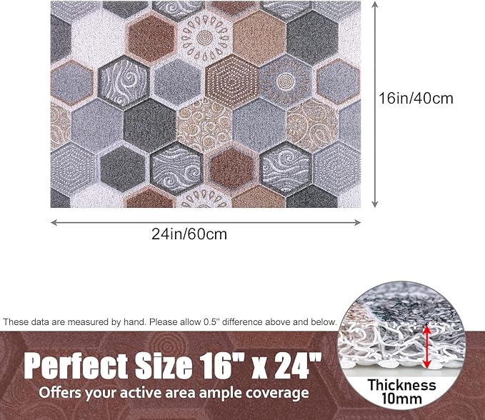 Shower Mat Non-Slip, 24x16 Inch Soft Comfort Bath Mat with Drainage Holes, PVC Loofah Massage Bathmat for Shower,Tub,Bathroom,Wet Areas, Quick Drying