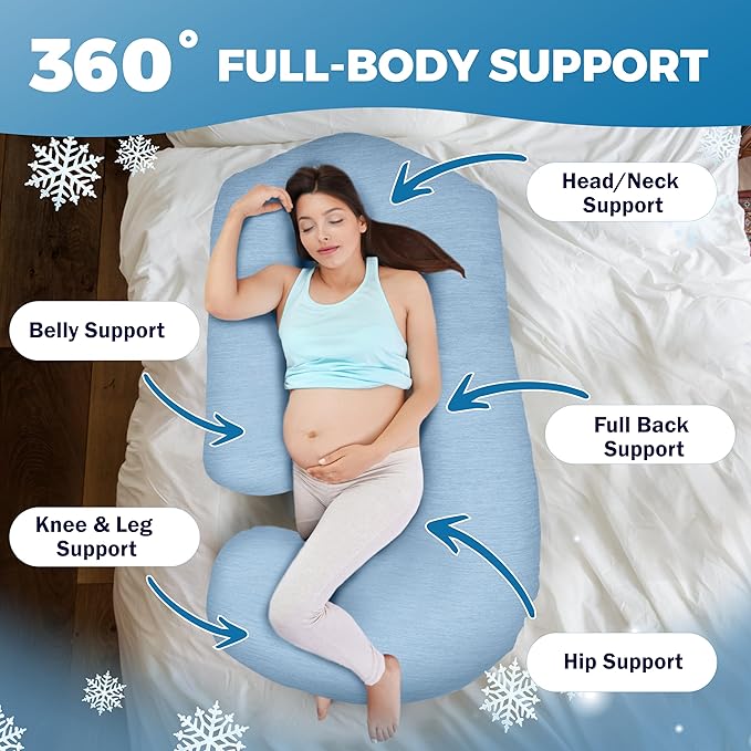 PILLANI Pregnancy Pillows for Sleeping - V C U Shaped Full Body Pillow with Removable Cover, 57inch Cooling Maternity Pillow for Pregnant Women, Support for Back Belly Legs Hip - Pregnancy Must Haves
