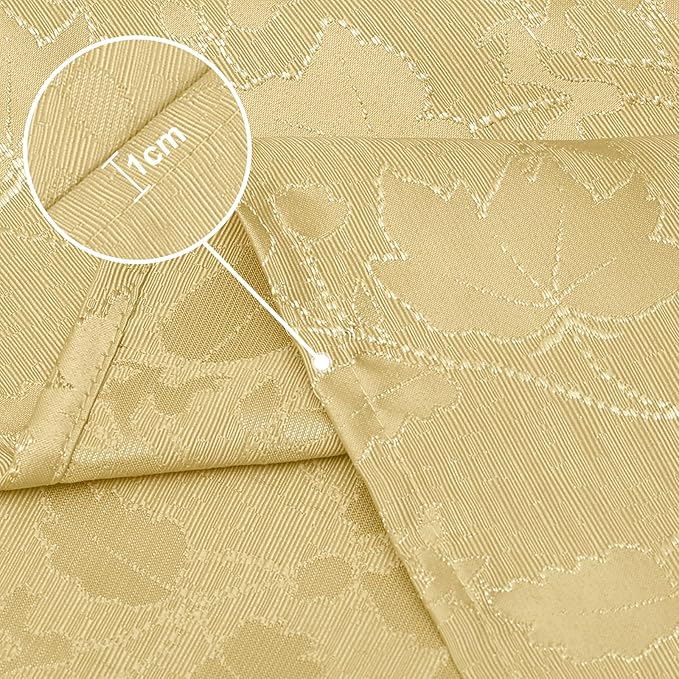 misaya Rectangle Thanksgiving Tablecloth, Waterproof Jacquard Fall Table Cloth, Damask Cloth Table Cover for Harvest Decor (60" x 102", Yellow Maple Leaf)