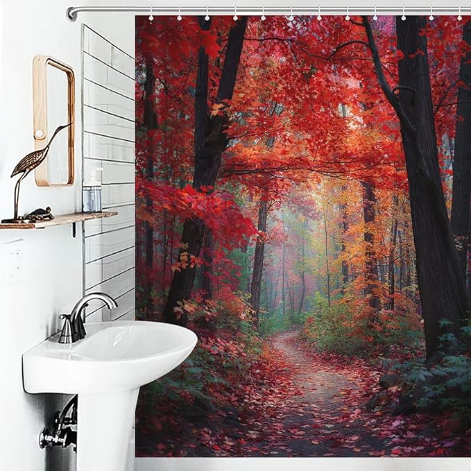 Thanksgiving Fall Maple Shower Curtain Waterproof Washable Fabric Bathroom Shower Curtains for Bathroom Decorations Home Indoor Decor 53x72Inch