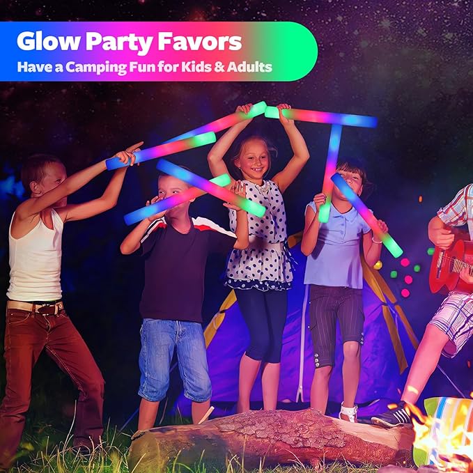 220 PCS LED Foam Glow Sticks Bulk, Glow in the Dark Party Supplies with 3 Modes Colorful Flashing, Neon Party Favors for Birthday, Wedding, Carnival, Concert, New Year