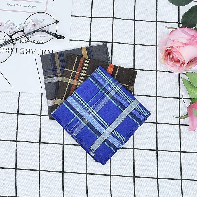 Zenssia Soft Men's Cotton Handkerchiefs with Assorted Color 6 Piece Gift Set