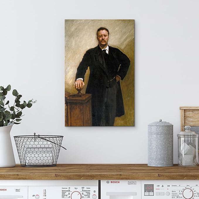 wall26 Canvas Print Wall Art Portrait of President Theodore Roosevelt People Pop Culture Historical Realism Famous Closeup Colorful Multicolor Classical for Living Room, Bedroom, Office - 32"x48"