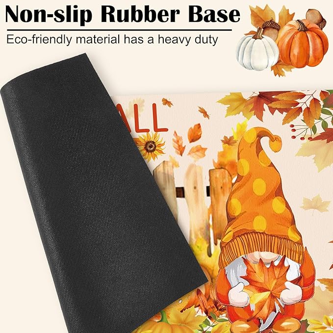 Nuanchu 12 Pcs Seasonal Door Mat Interchangeable Doormat Inserts Entrance Welcome Mats 22 x 10 Inches Non Slip Mats Gifts for Front Door Christmas Thanksgiving Decoration (No Frame)(Gnomes)