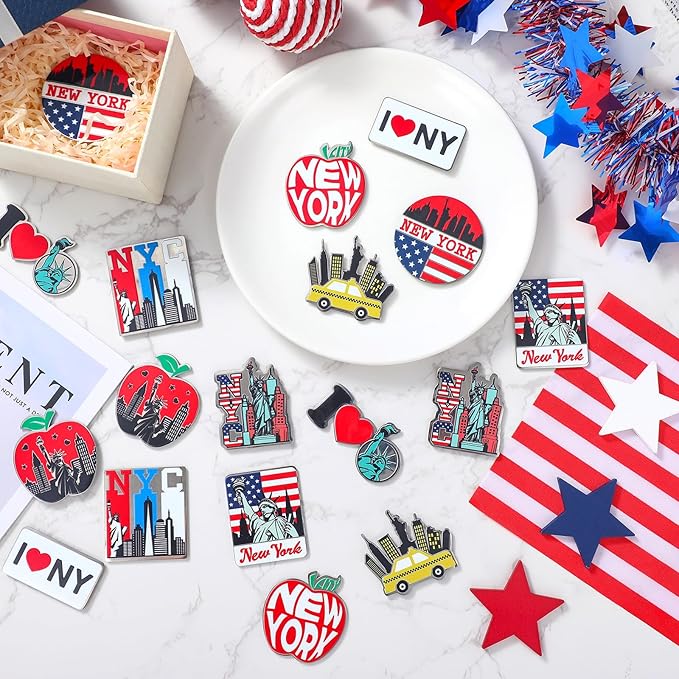 18 Pcs New York Fridge Magnet NYC City Magnetic Refrigerator Stickers Metal Magnet Souvenirs Gifts Refrigerator Magnets Home Decoration Accessories